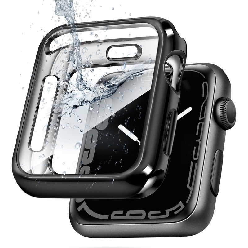 top4cus 44mm Case Soft Lightweight Anti-Scratch All Around Protective 44mm Iwatch Waterproof Cover Shiny Workout Shockproof Bumper Screen Protector Compatible with Apple Watch Series 6/SE/5/4 -Black - Image 1